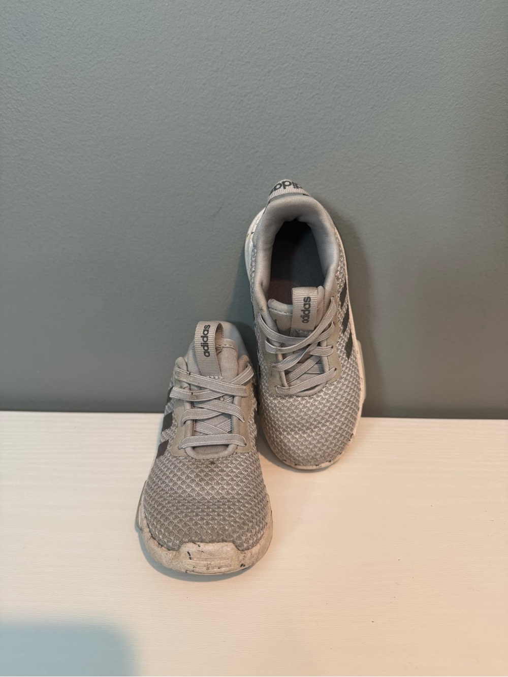 adidas Kids Light Gray Mesh Sneakers